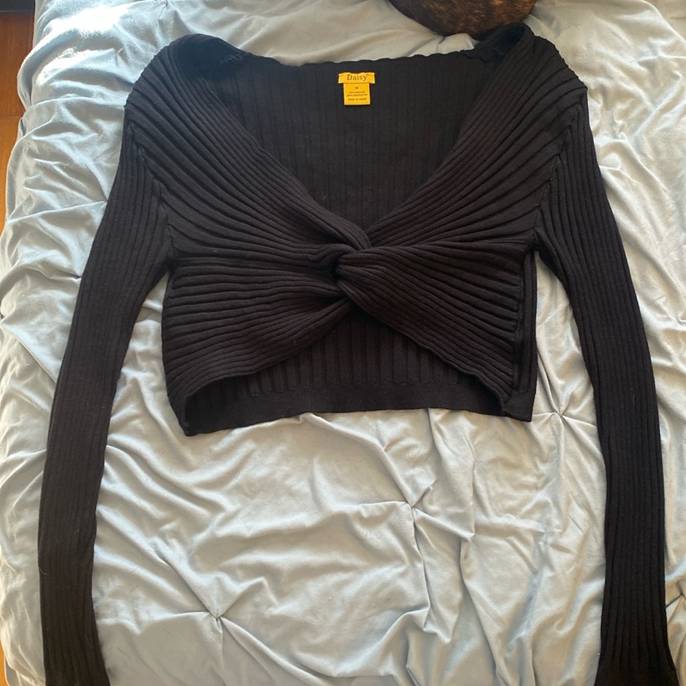 Women’s long sleeve black knit top